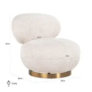 Richmond - Draaifauteuil Jace lovely cream (Be Lovely 11 Cream)