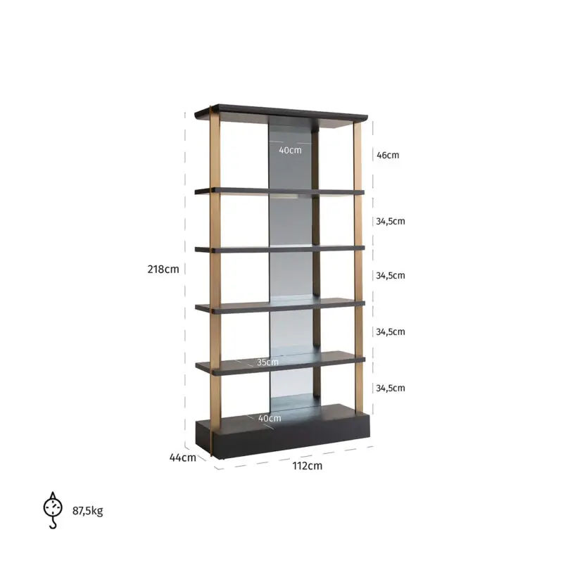- Wandkast Rigley met spiegel (Charcoal)