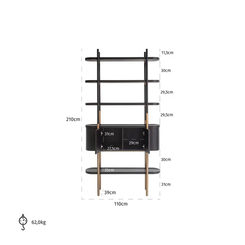 - Wandkast Jameson 2-deuren 4-planken (Charcoal)