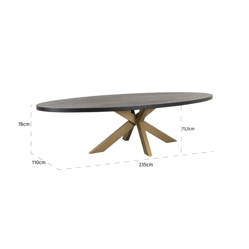 - Eettafel Watson black 235 incl. spinpoot goud (Black)