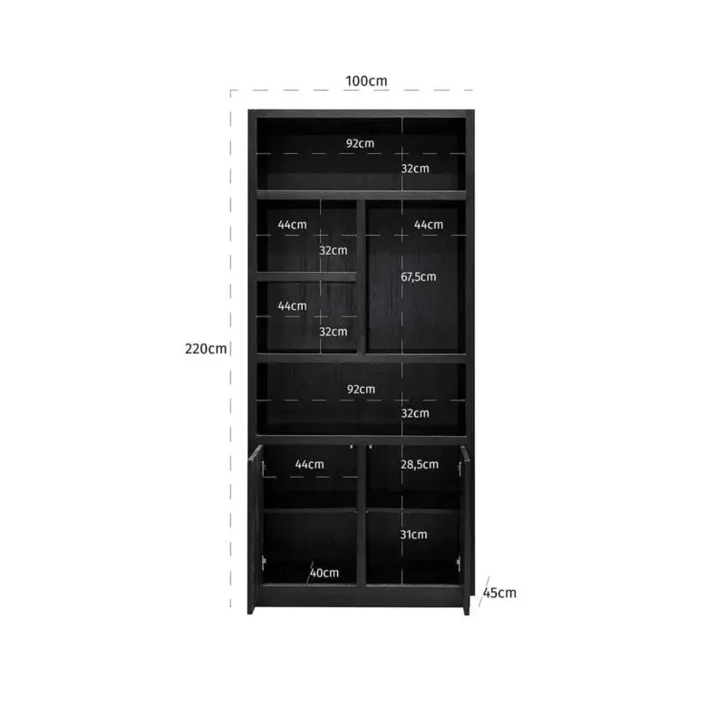 - Boekenkast Oakura 2-deuren (Black)