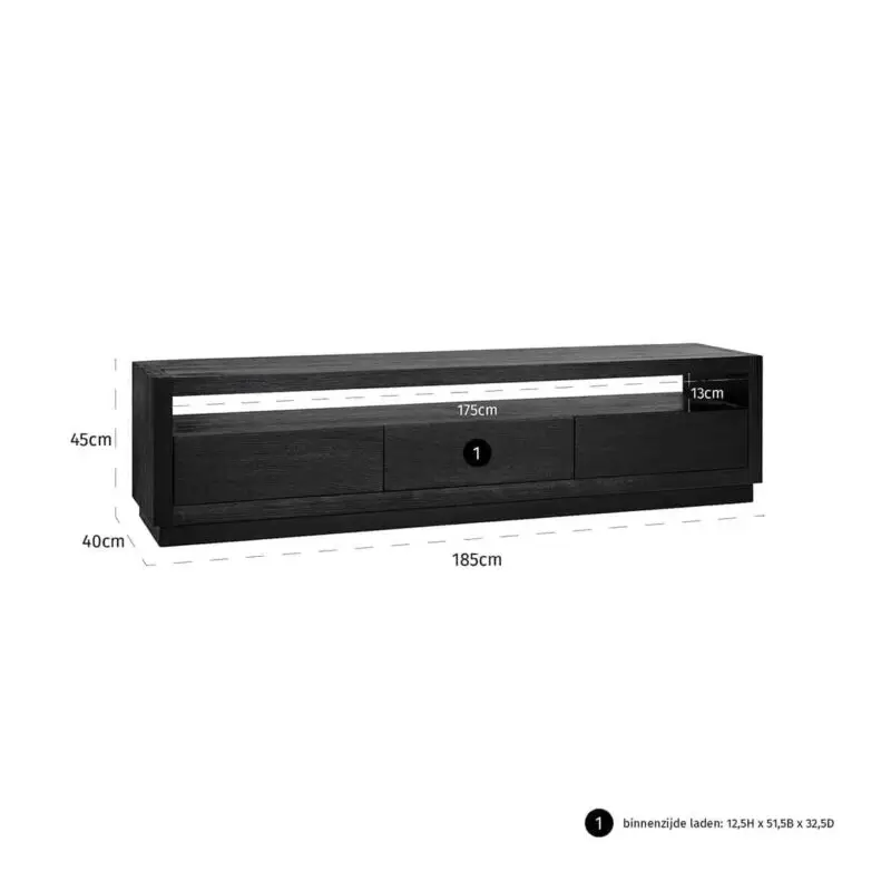 - TV-dressoir Oakura 3-laden (Black)