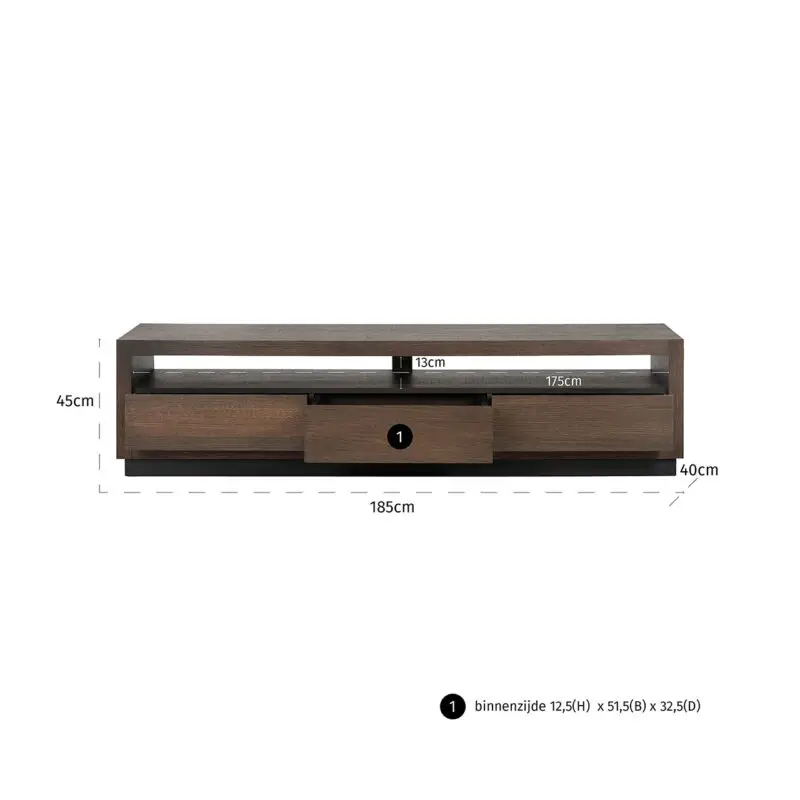 - TV dressoir Oakura 3-laden (Brown)
