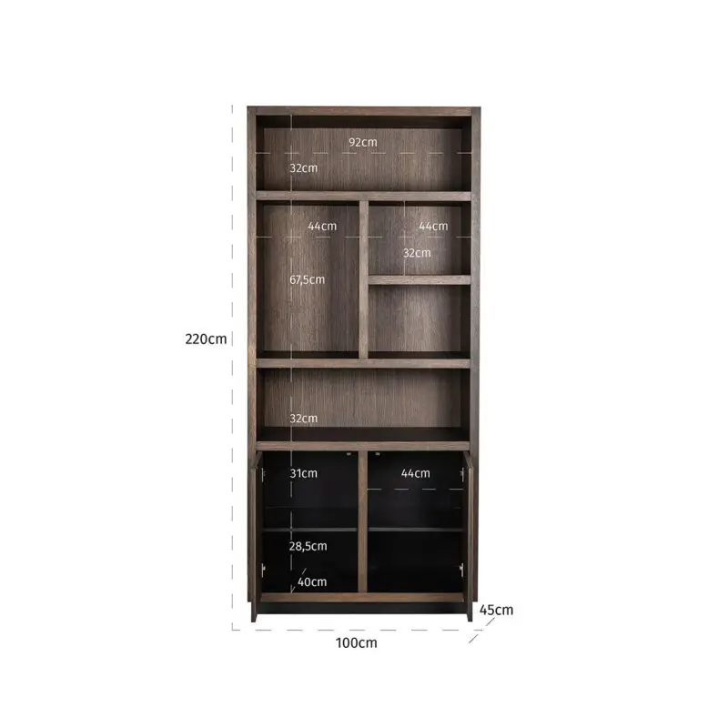 - Boekenkast Oakura 2-deuren (Brown)