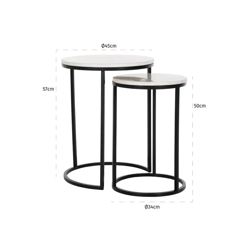 - Bijzettafel Lexington set van 2  (White)