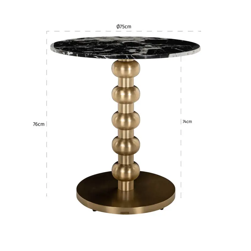 - Bistrotafel Witlox 75Ø (Black/gold)