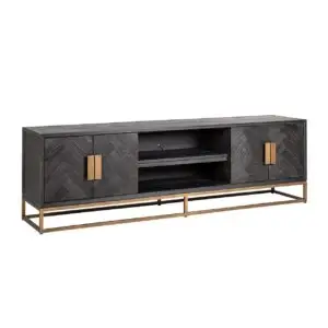 - TV-dressoir Blackbone brass 4-deuren 200 (Black rustic)