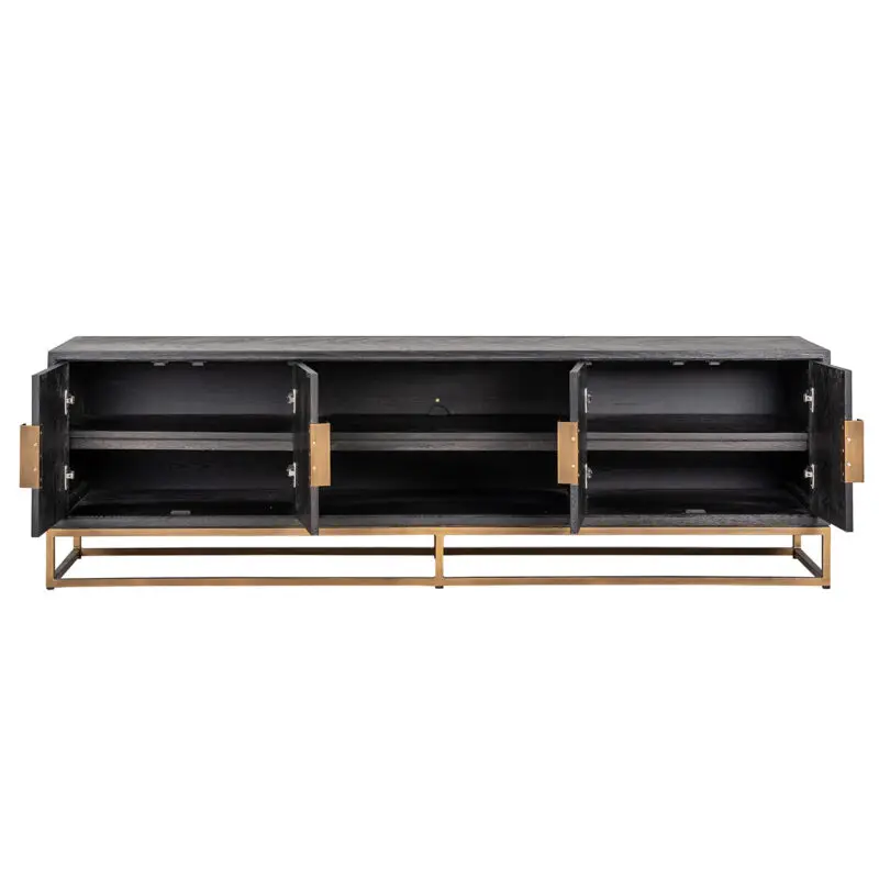 - TV-dressoir Blackbone brass 4-deuren 200 (Black rustic)