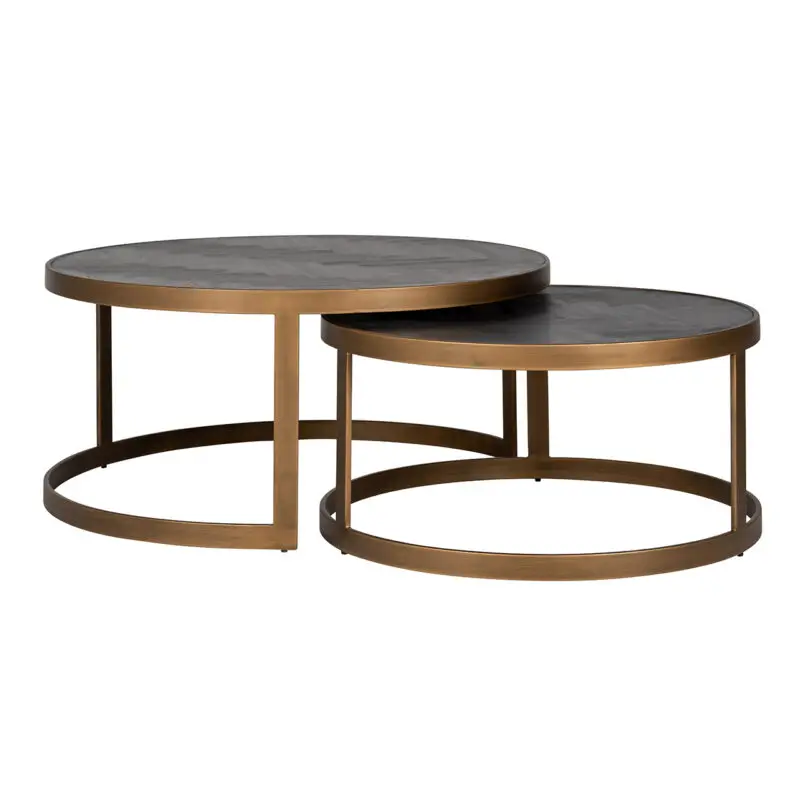 - Salontafel Blackbone brass set van 2  (Black rustic)