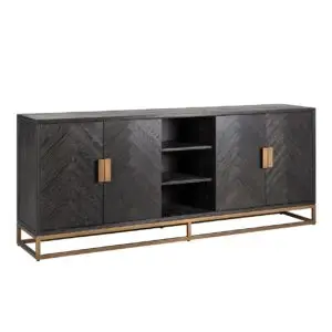 - Dressoir Blackbone brass 4-deuren + open vak (Black rustic)