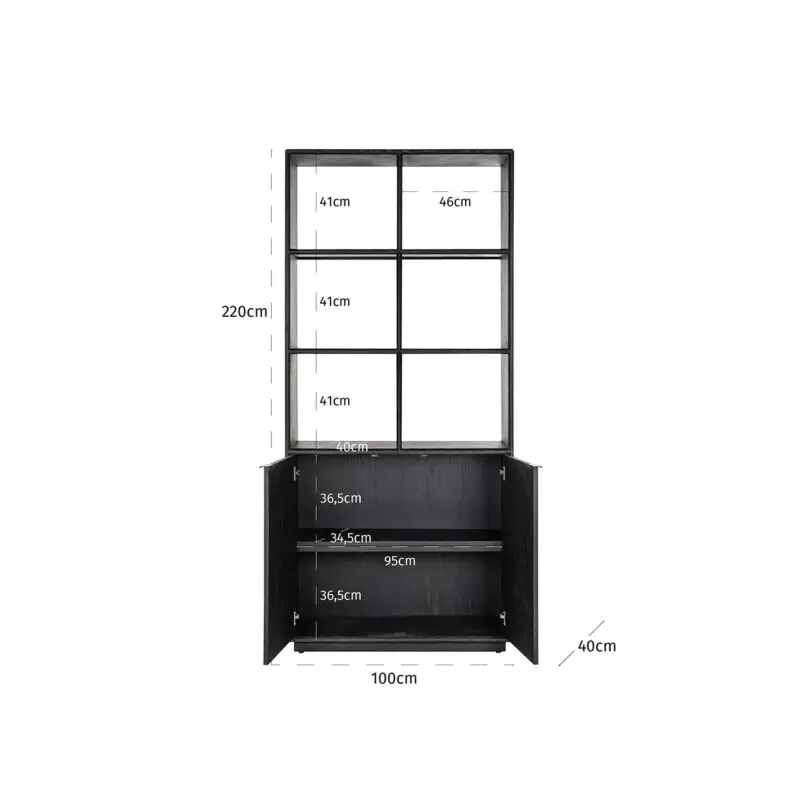 - Boekenkast Blackbone brass 2-deuren (Black rustic)