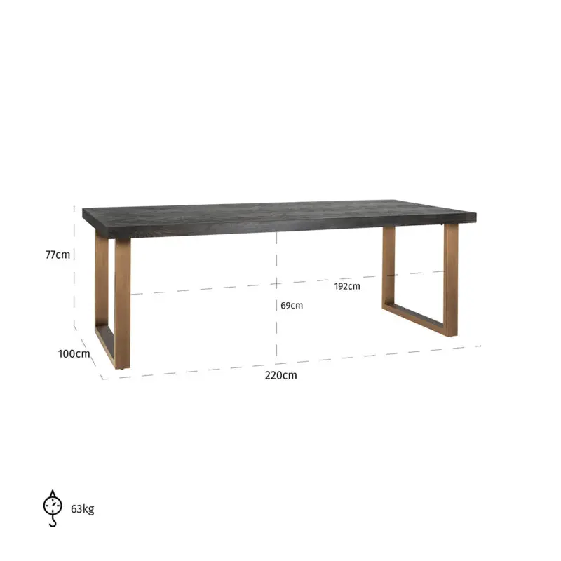 - Eettafel Blackbone brass 220 (Black rustic)
