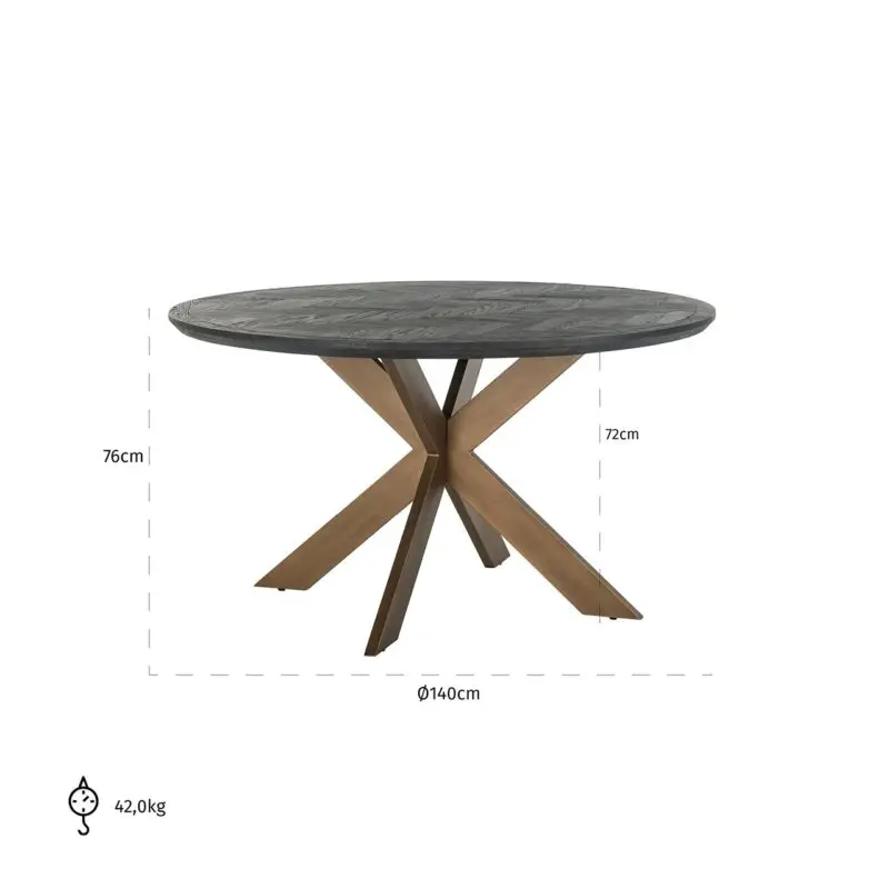 - Eettafel Blackbone brass 140Ø (Black rustic)