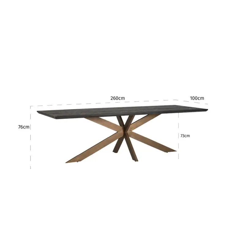 - Eettafel Blackbone brass 260 (Black rustic)