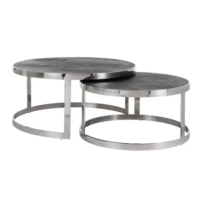 - Salontafel Blackbone silver set van 2  (Black rustic)