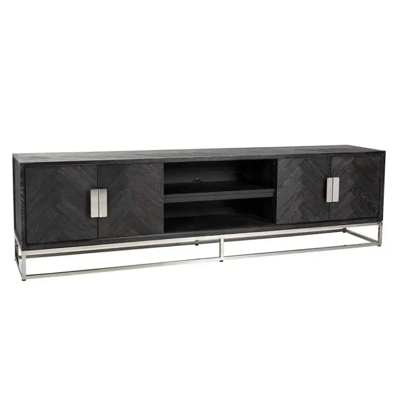 - TV-dressoir Blackbone silver 4-deuren 220 (Black rustic)