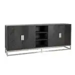 - Dressoir Blackbone silver 4-deuren + open vak (Black rustic)