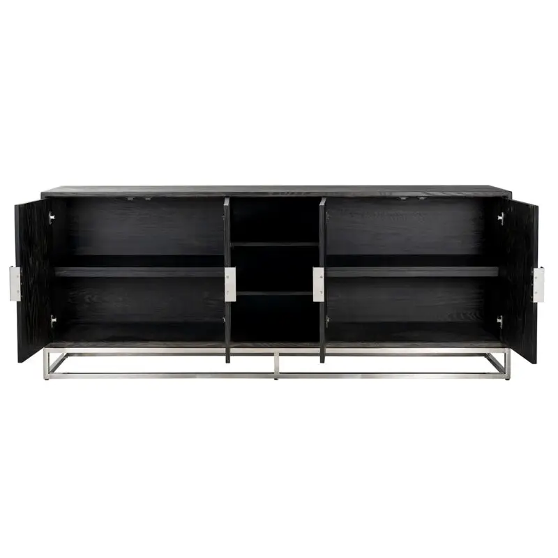 - Dressoir Blackbone silver 4-deuren + open vak (Black rustic)