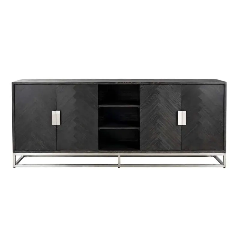 - Dressoir Blackbone silver 4-deuren + open vak (Black rustic)
