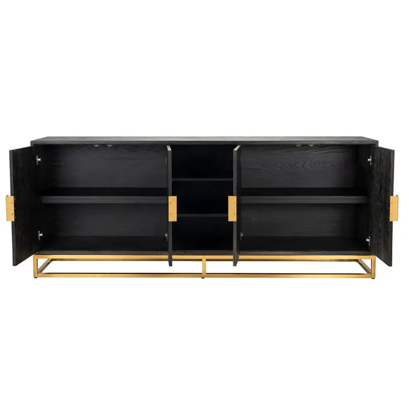 - Dressoir Blackbone gold 4-deuren + open vak (Black rustic)