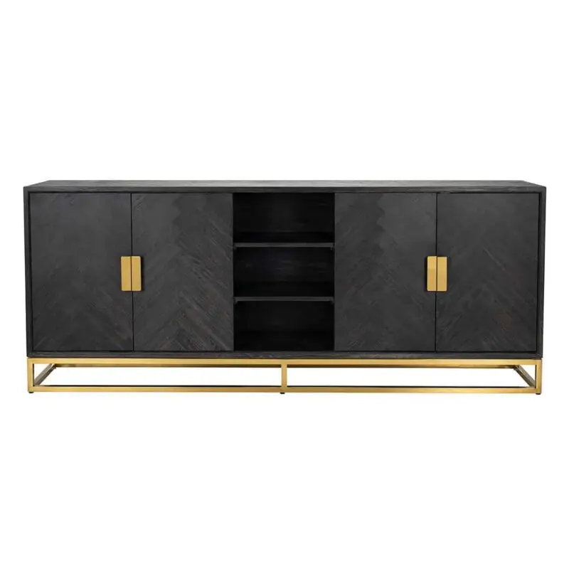 - Dressoir Blackbone gold 4-deuren + open vak (Black rustic)