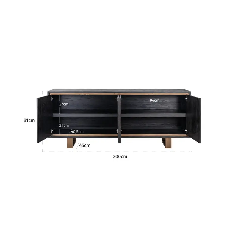 - Dressoir Hunter 4-deuren (Black rustic)