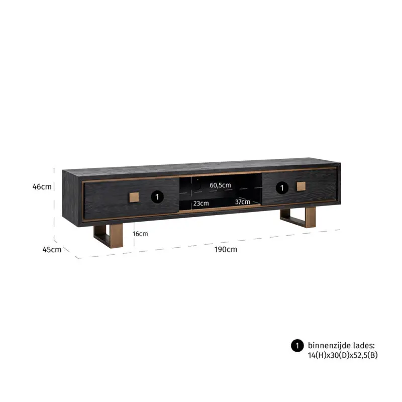 - TV-dressoir Hunter 2-laden (Black rustic)