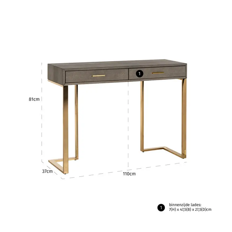 - Wandtafel Marie-Lou 2-laden (Gold)