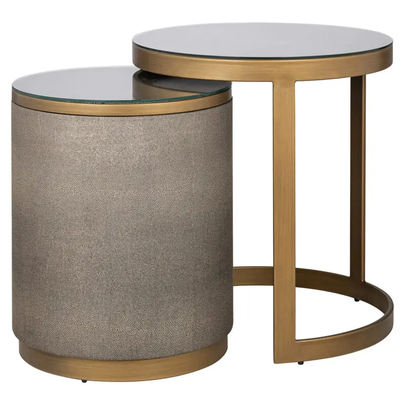 - Bijzettafel Bloomville met glas set van 2 (Gold)