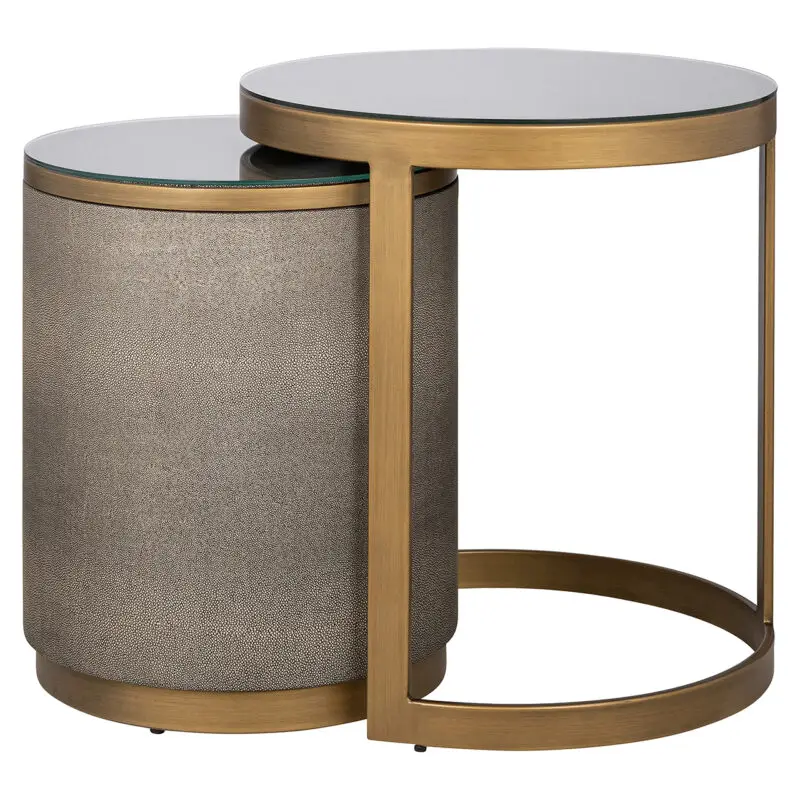 - Bijzettafel Bloomville met glas set van 2 (Gold)