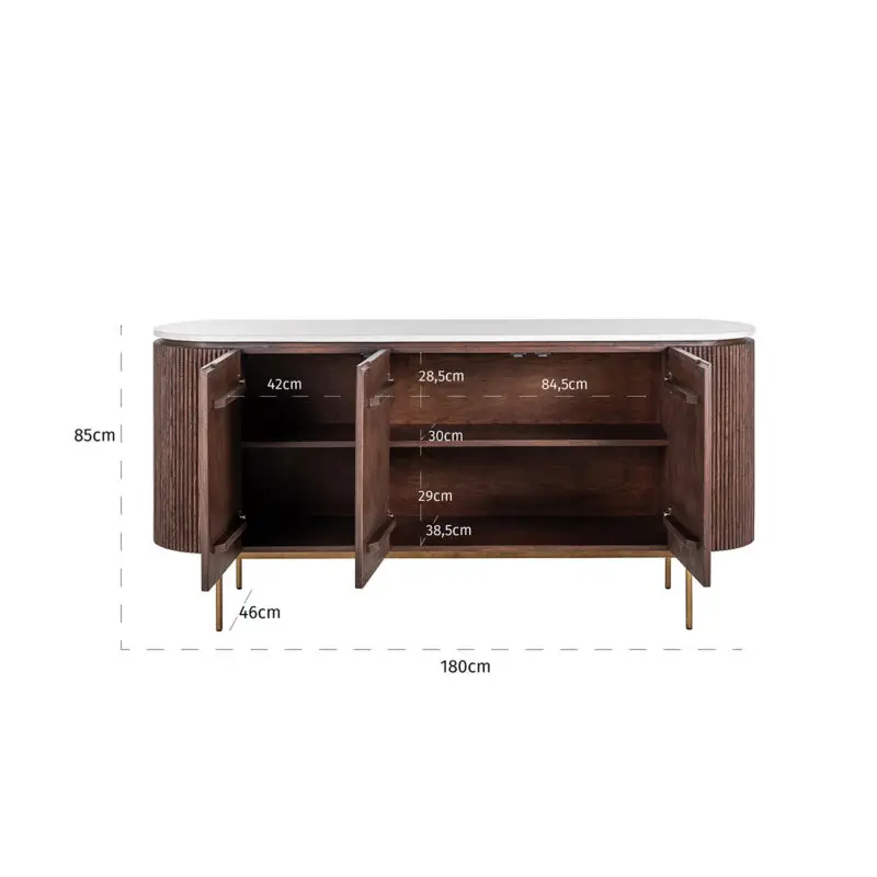 - Dressoir Barkley 3-deuren  (Brushed Gold)