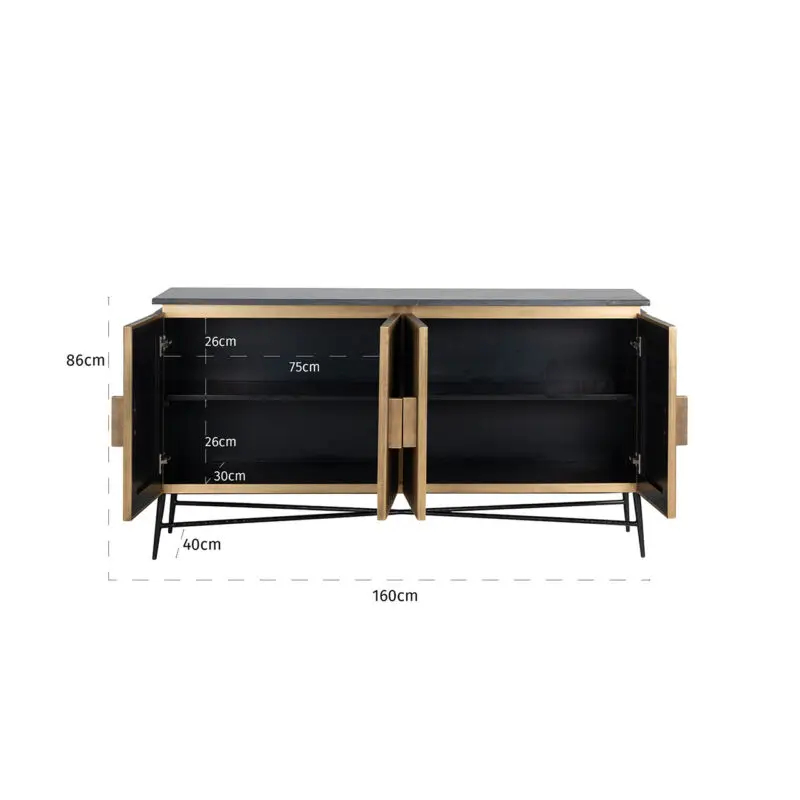 - Dressoir Ironville 4-deuren (Gold)