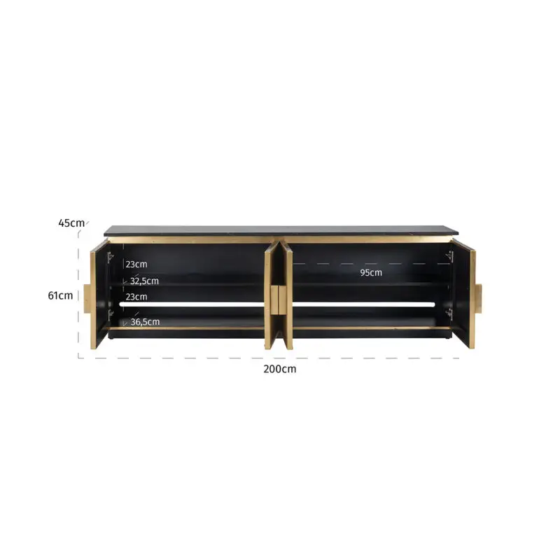 - TV-dressoir Ironville 4-deuren (Gold)