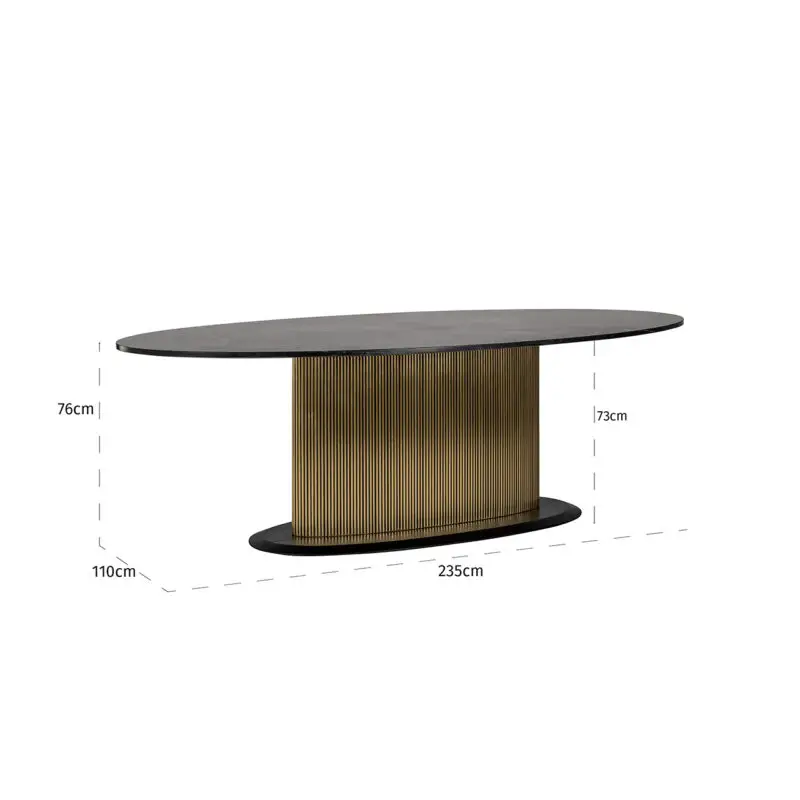 - Eettafel Ironville ovaal 235 (Black/gold)