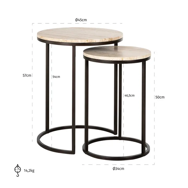 - Bijzettafel Avalon set van 2 (Bronze)