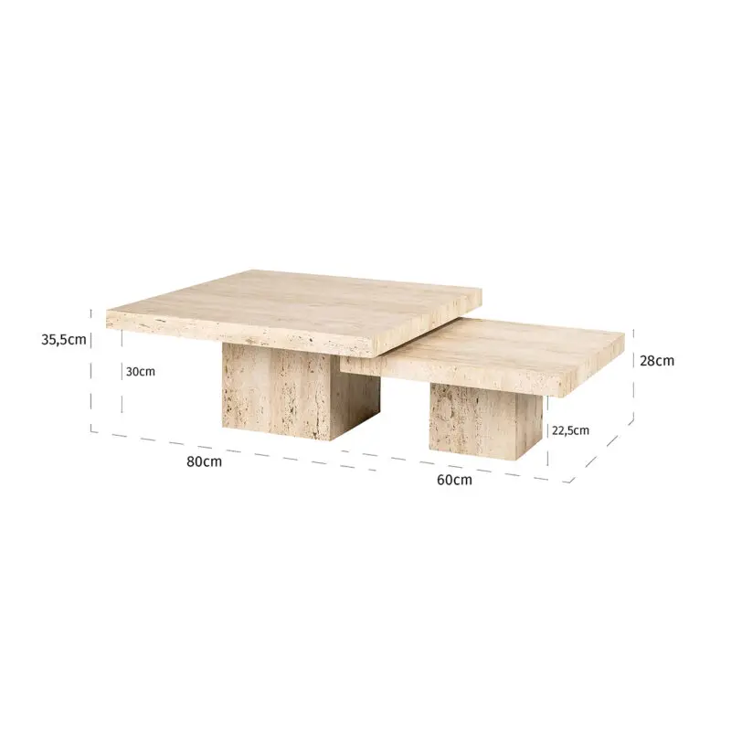 - Salontafel La Cantera vierkant set van 2 (Beige)