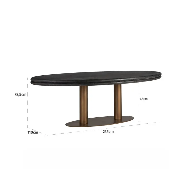 - Eettafel Macaron ovaal 235 (Black rustic)