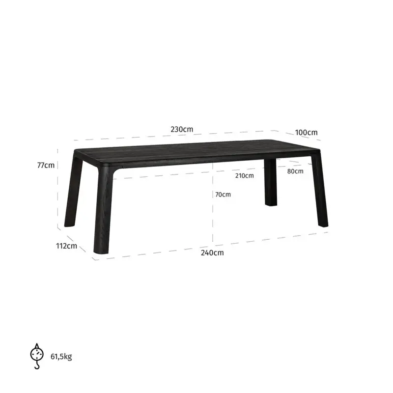 - Eettafel Baccarat 230 (Dark coffee)