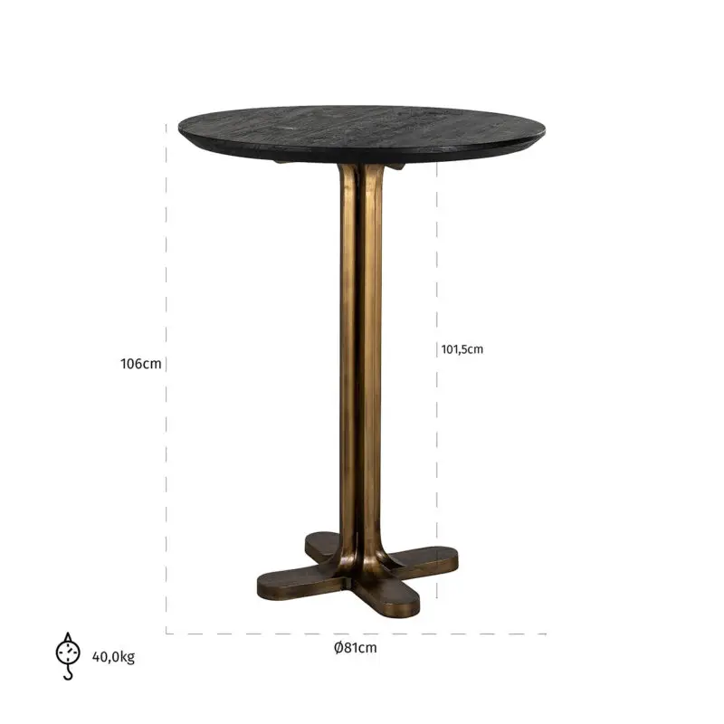 - Bartafel Revelin 80 rond (Black/gold)