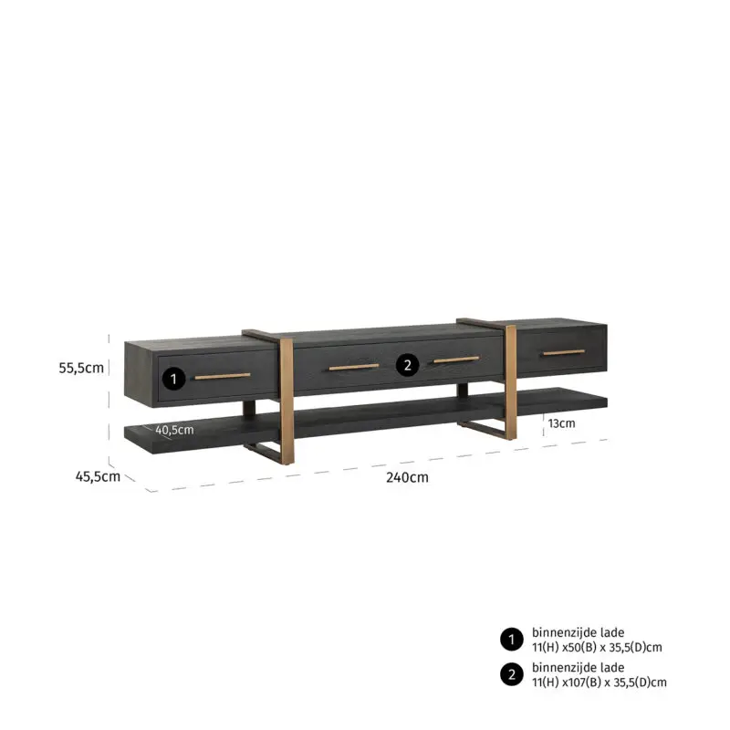 - TV-dressoir Cambon 3-laden (Dark coffee)