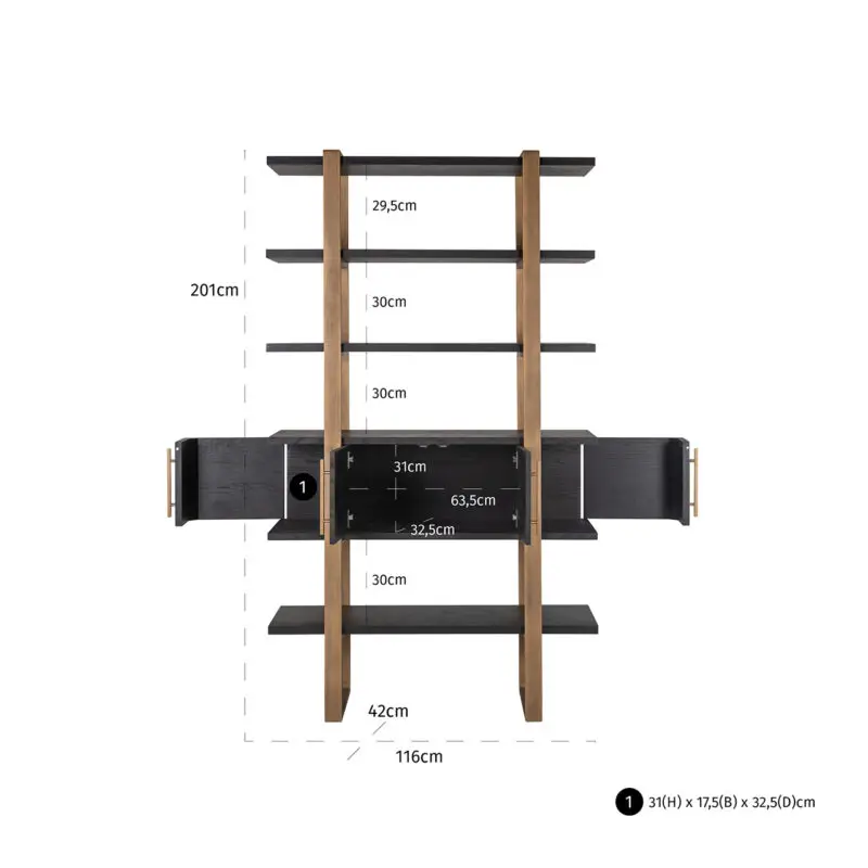- Wandkast Cambon 4-deuren 4-planken (Dark coffee)