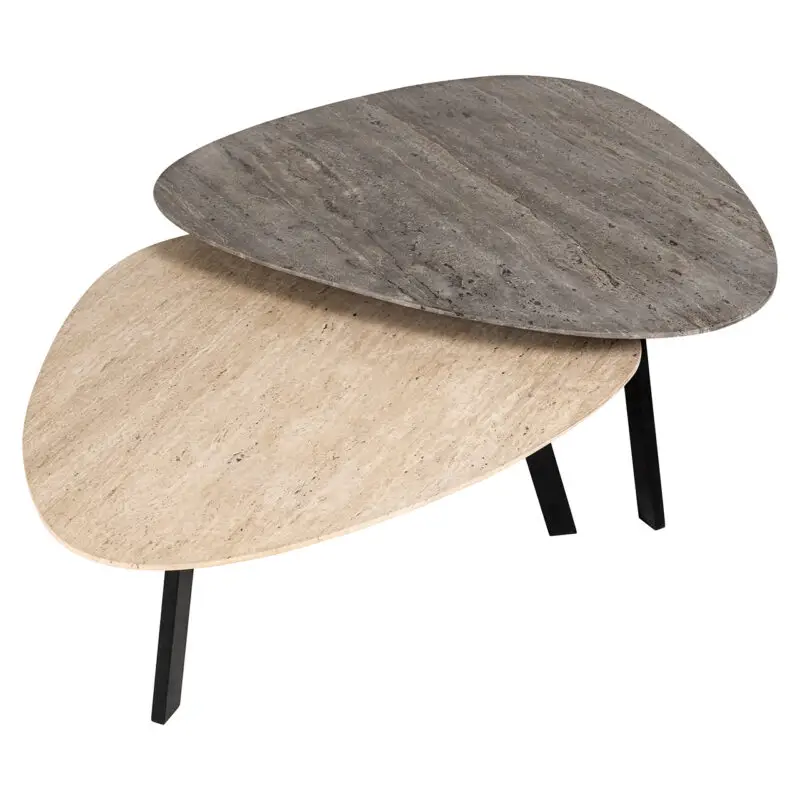 - Salontafel Spencer set van 2 beige/grey travertine (Beige)