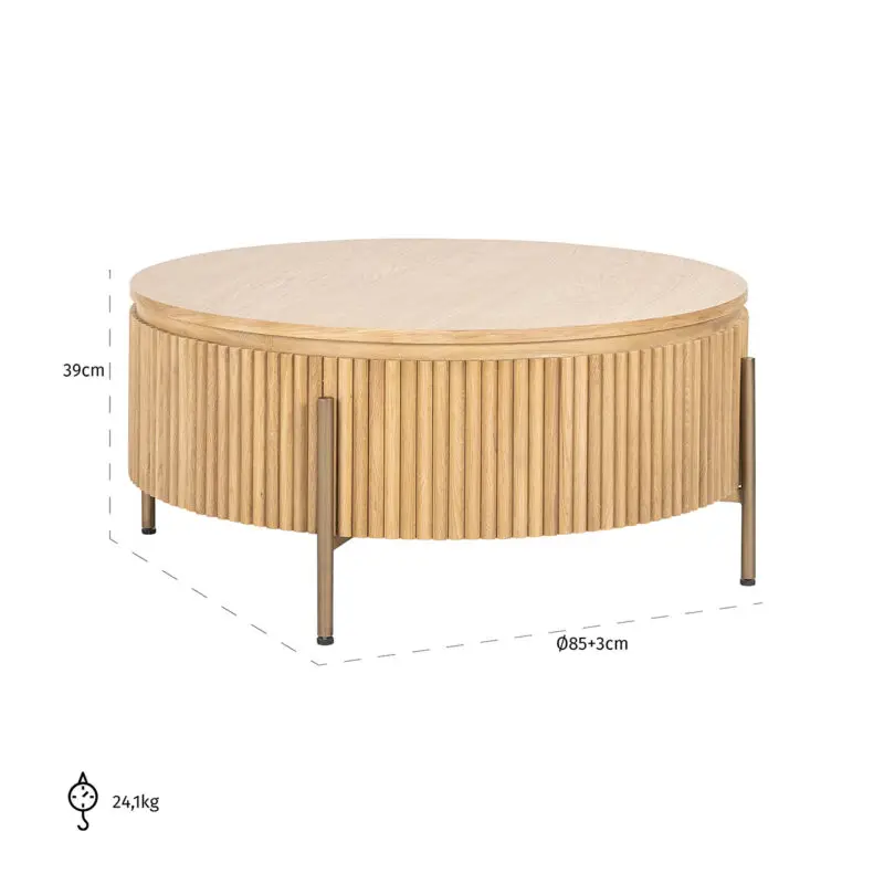 - Salontafel Belfort 85Ø (Natural oak)