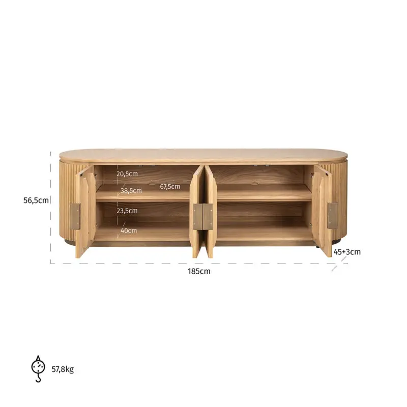 - TV-meubel Belfort 4-deurs (Natural oak)