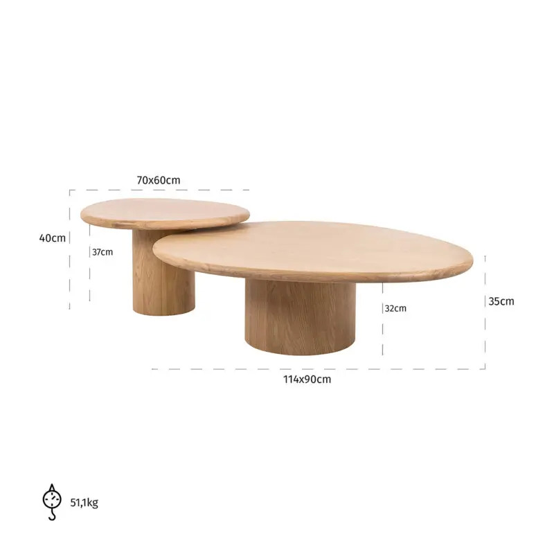 - Salontafel Oakley set van 2 (Natural oak)