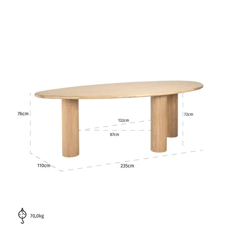 - Eettafel Oakley 235 (Natural oak)