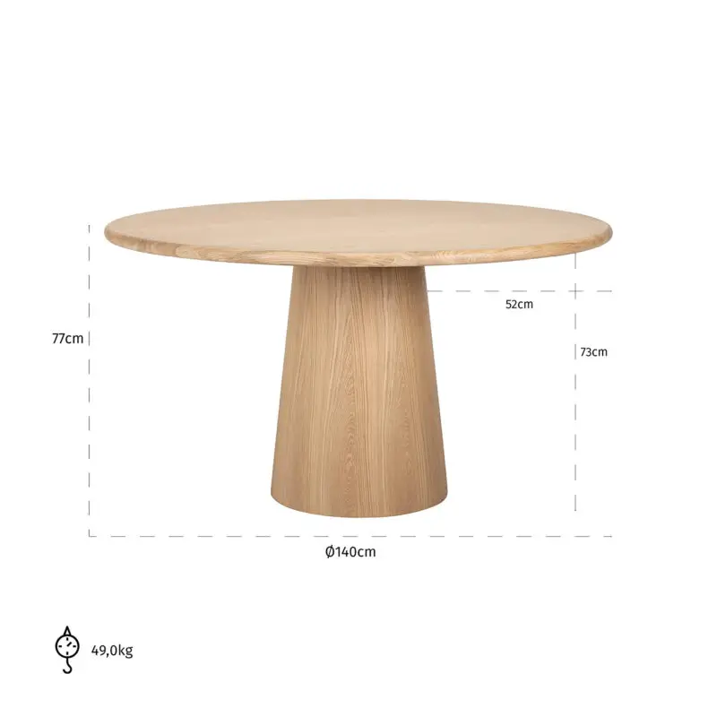 - Eettafel Oakley 140Ø (Natural oak)