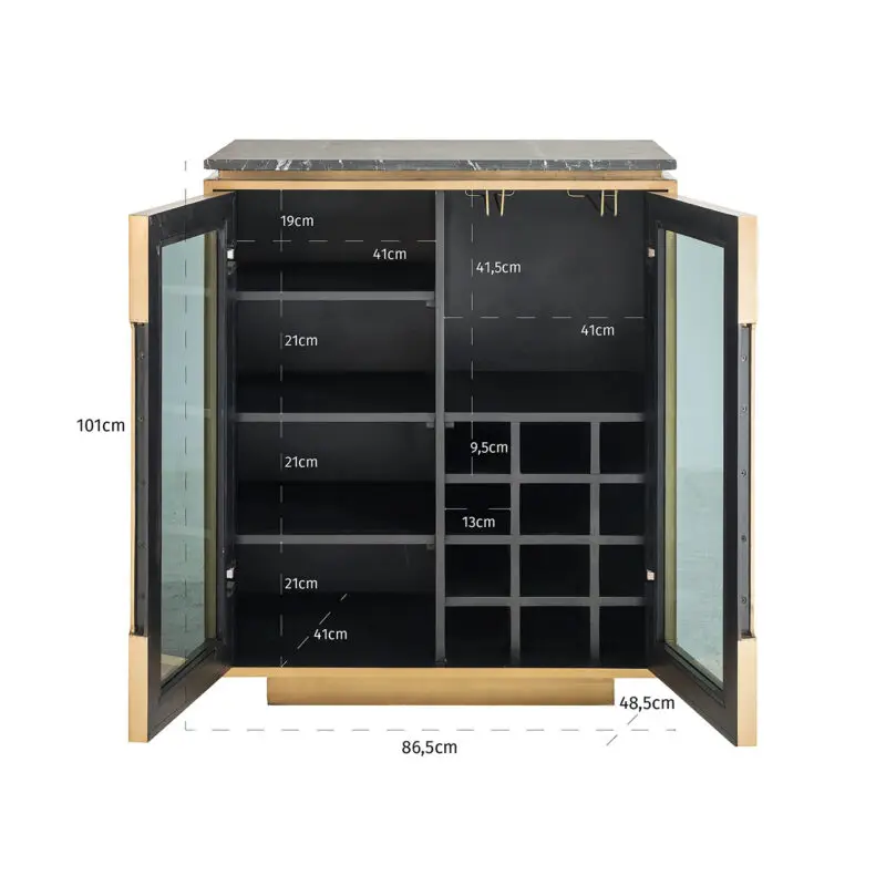 - Dressoir Finsbury 2-deurs (Black/gold)