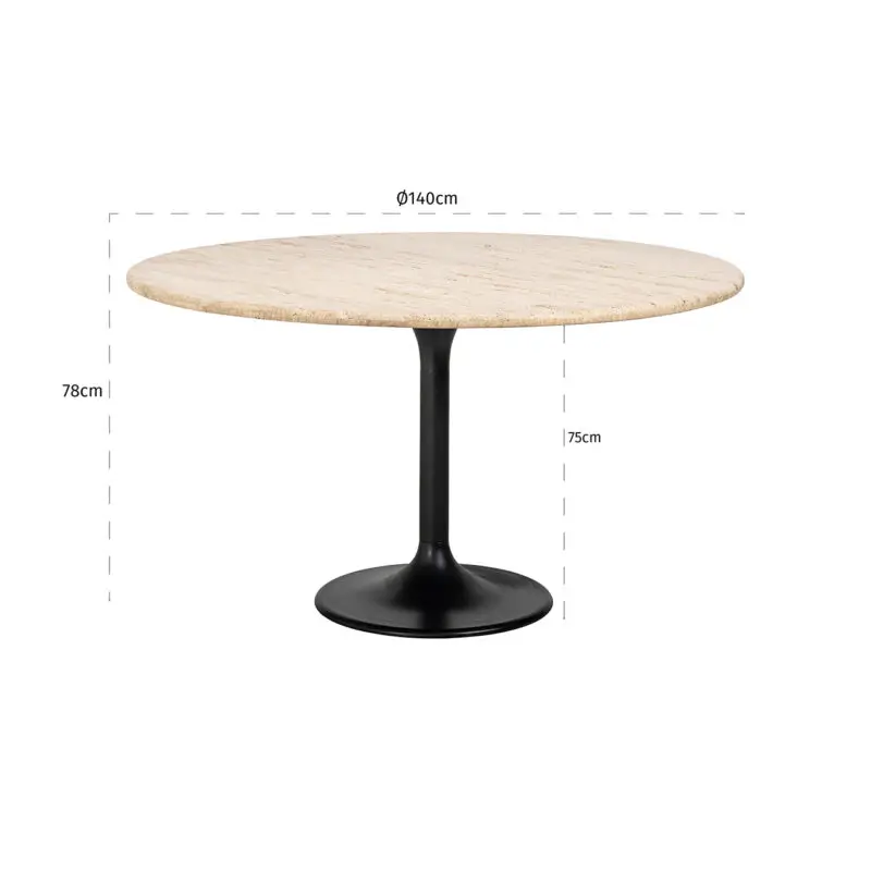 - Eettafel Hampton 140Ø (Black)