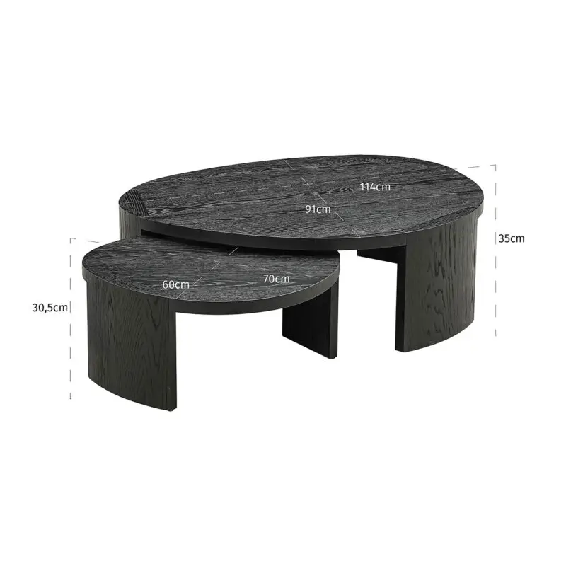 - Salontafel Navarino set van 2 (Dark coffee)